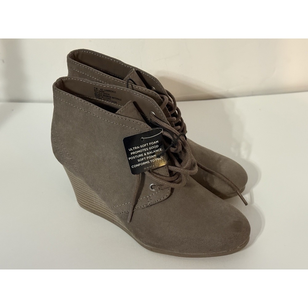 Women's Arizona Jean Brand - Ankle Wedge Booties Gray‎ Brown In Color - Size 7